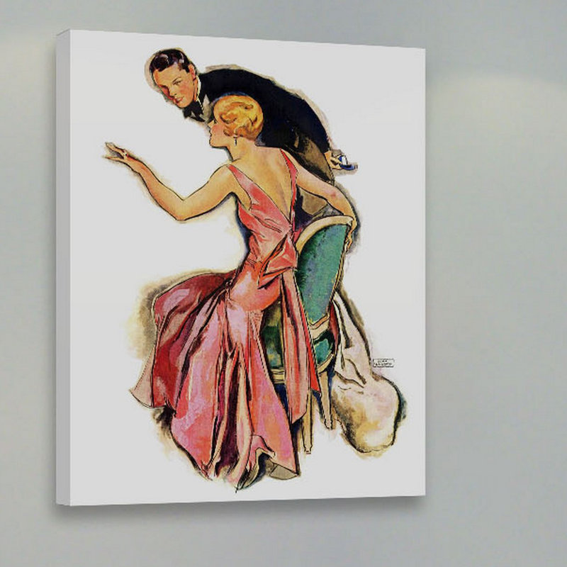 Reproduction de couple vintage sur toile tendue, H 31 po x l 24 po x P 1,5 po