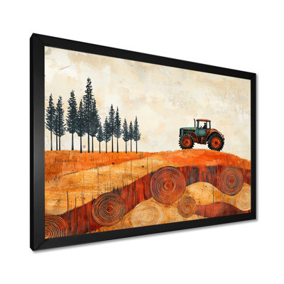 Autumn Barn With Tractor Landscape I - Farm Wall Art