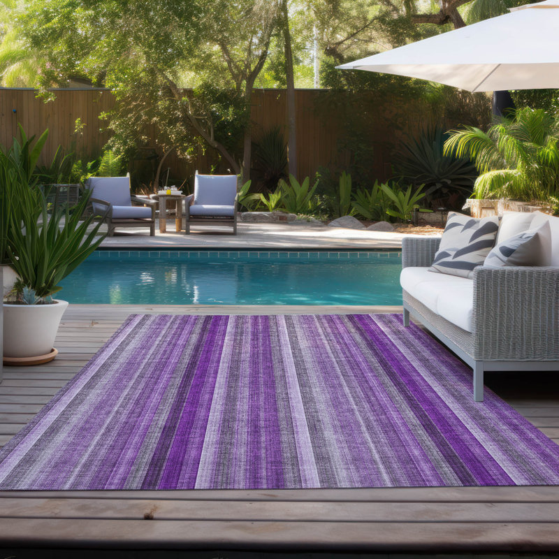Kinslee Washable Striped Indoor / Outdoor Rug, Rectangle 8' x 10'