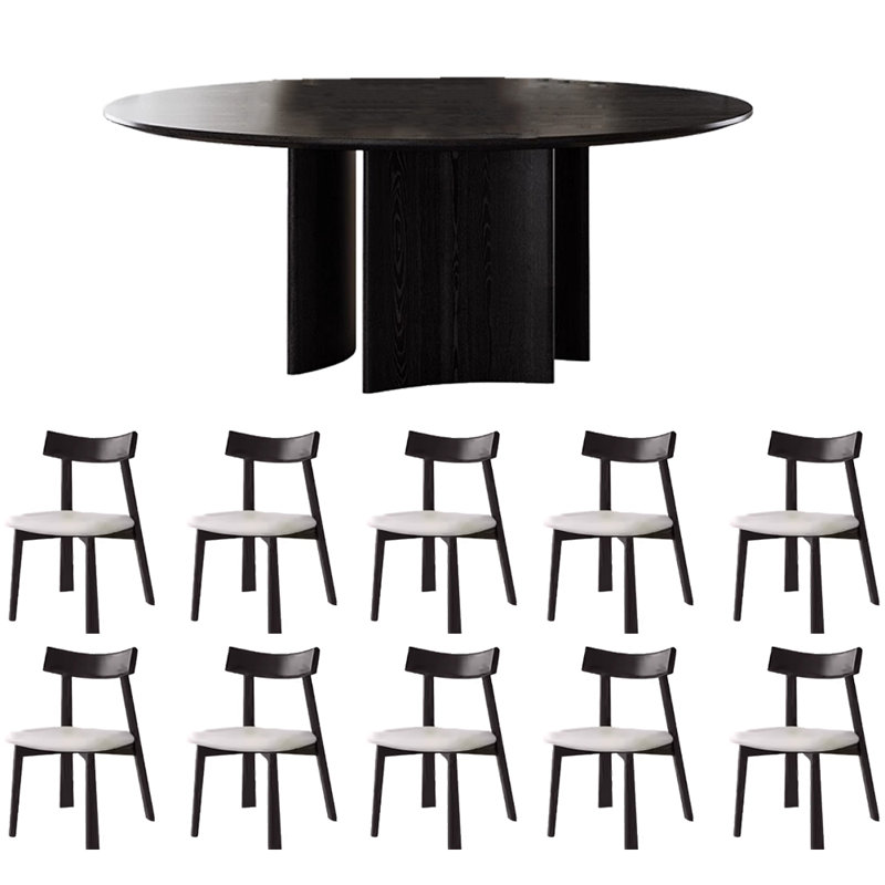 Table de salle à manger ronde moderne et luxueuse avec chaise, H 29,5 po x L 62,9 po x l 62,9 po
