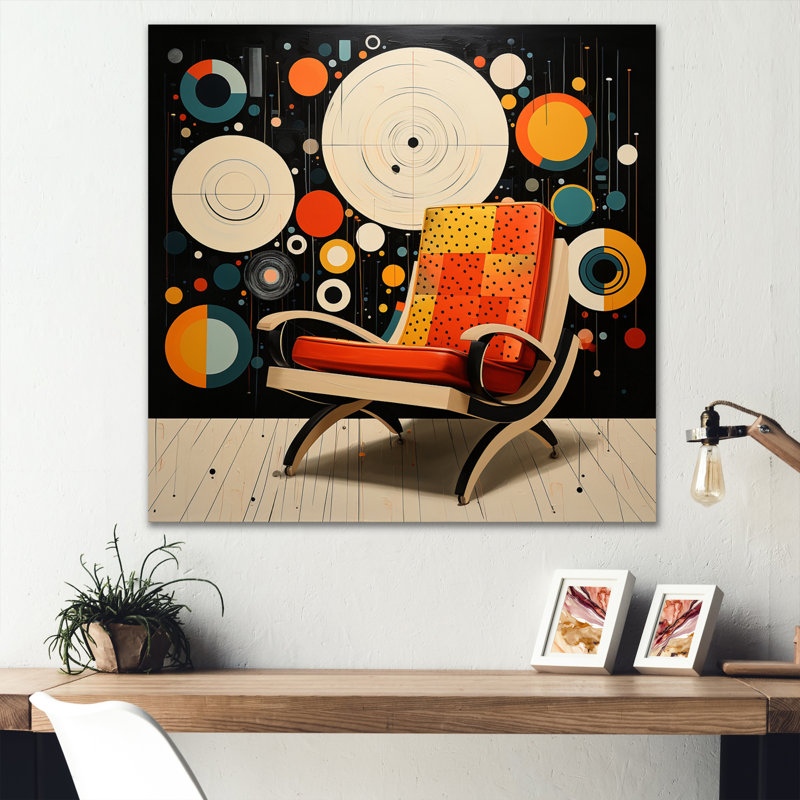 Colourful Mid Century Eames Elegance III - Mid-Century Wall Art Prints, H 16 po x l 16 po x P 1 po, Toile tendue