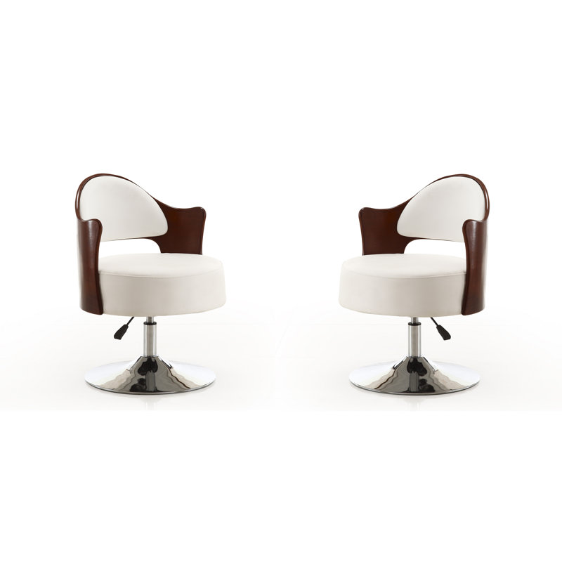 Bopper Modern Vegan Leather Upholstered Metal Swivel Accent Chair in White