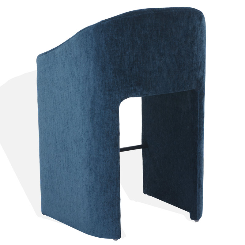 Kagan Chenille Counter Stool, Bar Stool (30.7" Seat Height), Navy