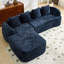 Canapé en forme de L en chenille bleu foncé avec éponge hautement élastique, accoudoirs courbés et quatre coussins décoratifs pour plus de confort et de style-1658638439