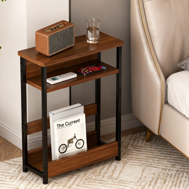 18.11cm W Metal Bedside Table, Brown