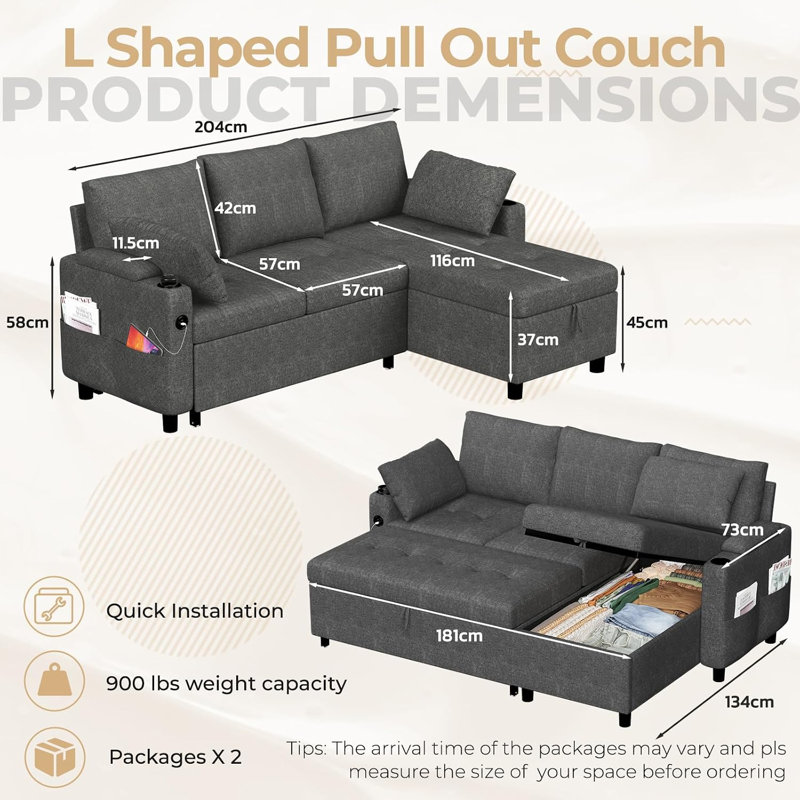 3 Seater Sofa, Grey