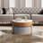 Lift-Top Extendable Frame Coffee Table Included 3 Stools，Round Coffee Table with Storage