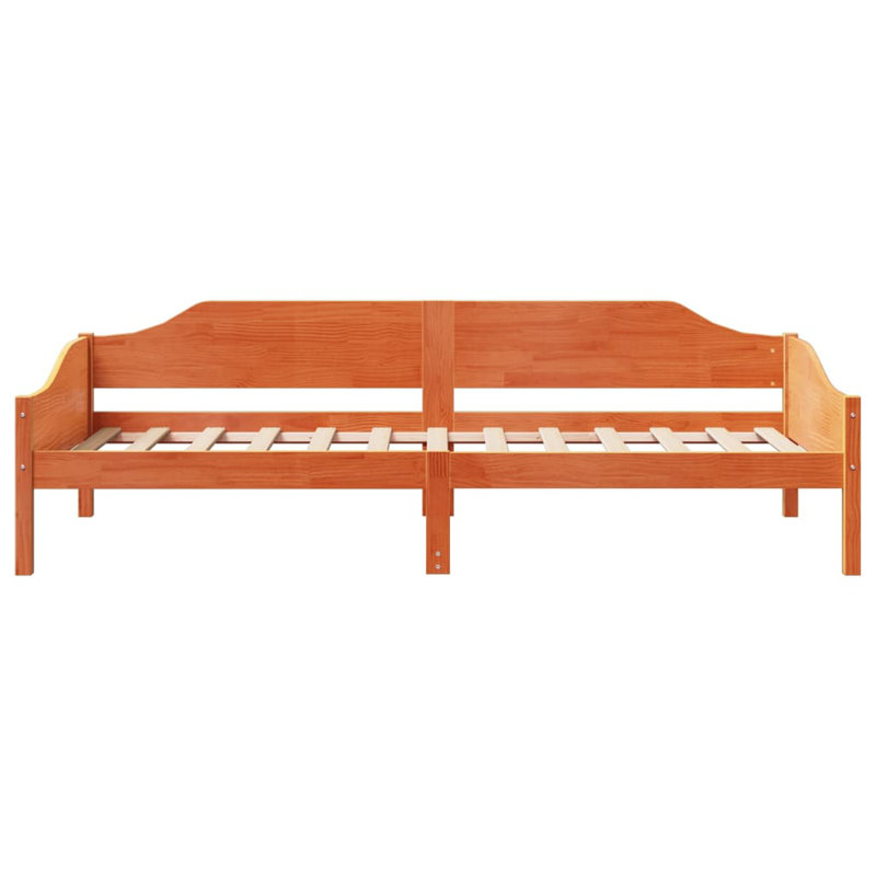 Aafke Solid Wood Bed, 62cm H x 207.5cm W x 87cm D, Wax Brown