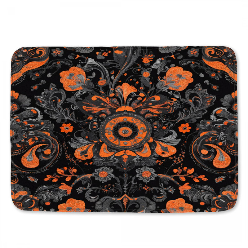 Tapis de bain à motif floral complexe, 24in W x 17in L