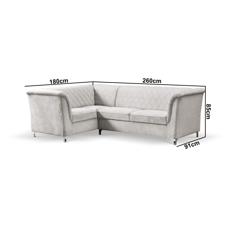 Fairfax 4 Seater Corner Sofa , Light Grey, Left
