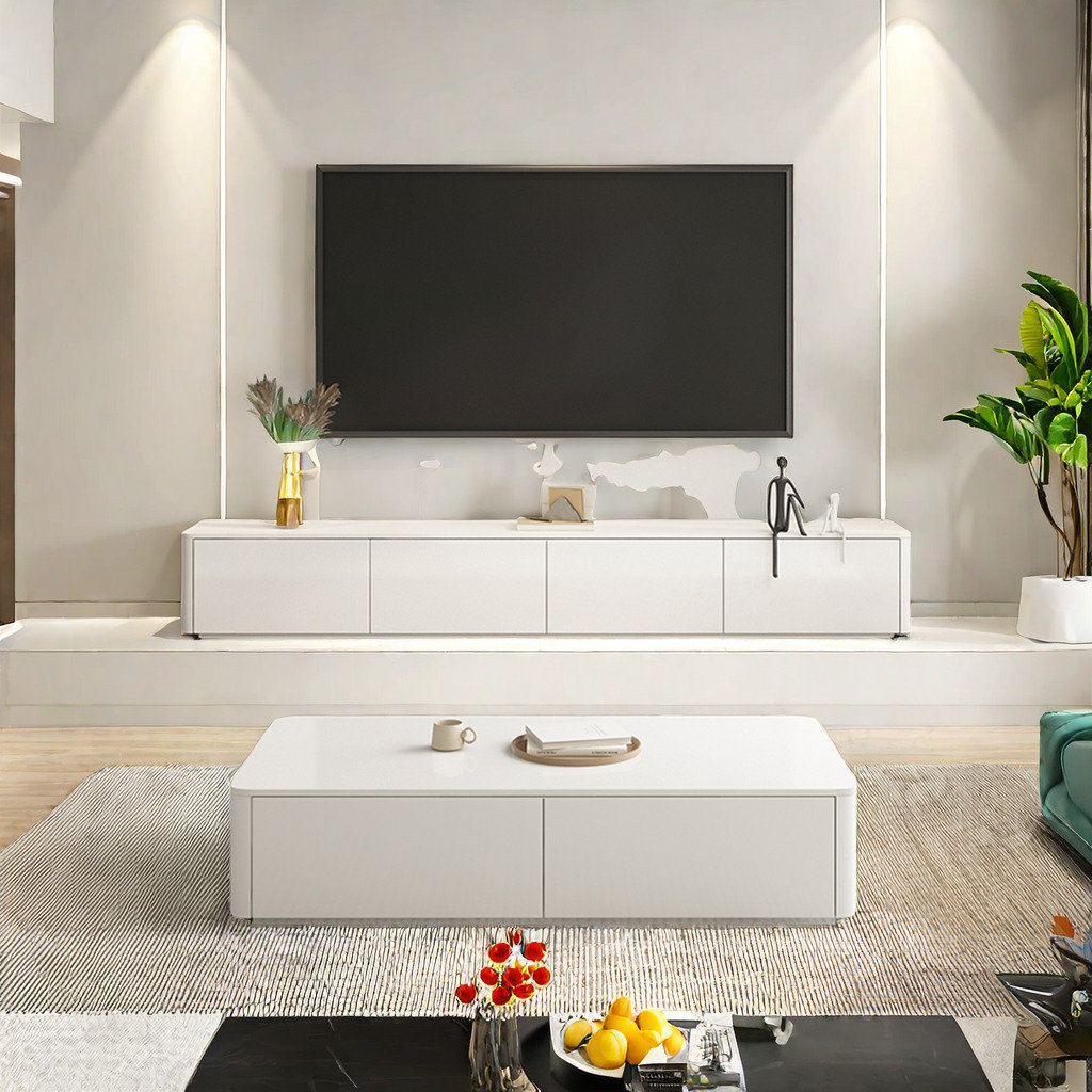 Aurora Craft Solid Wood TV Stand Coffee Table With Hidden Drawe 2