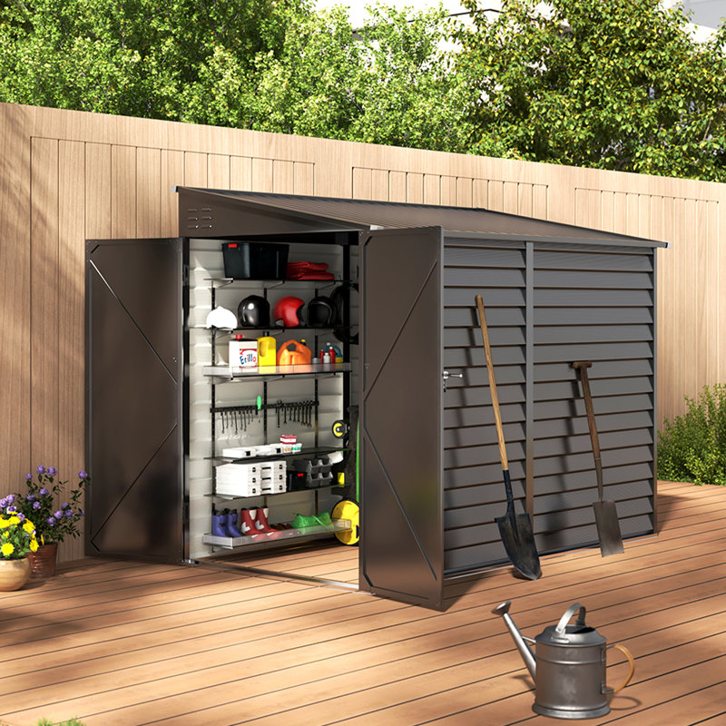 Outdoor Steel Storage Shed, Grey
