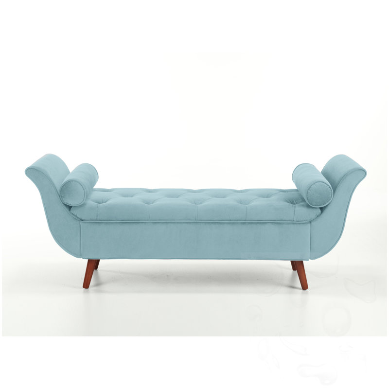Tufted Long Bench With Storage, Blue