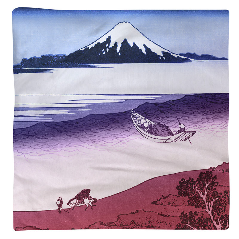 Katsushika Hokusai Cotton Square Napkin, Blue/Pink