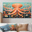 Décoration murale orange pieuvre orange - pieuvre 4 pièces-471569074