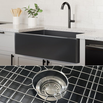 Luxury 33" L x 20" W Dual Mount Kitchen Sink with Basket Strainer
