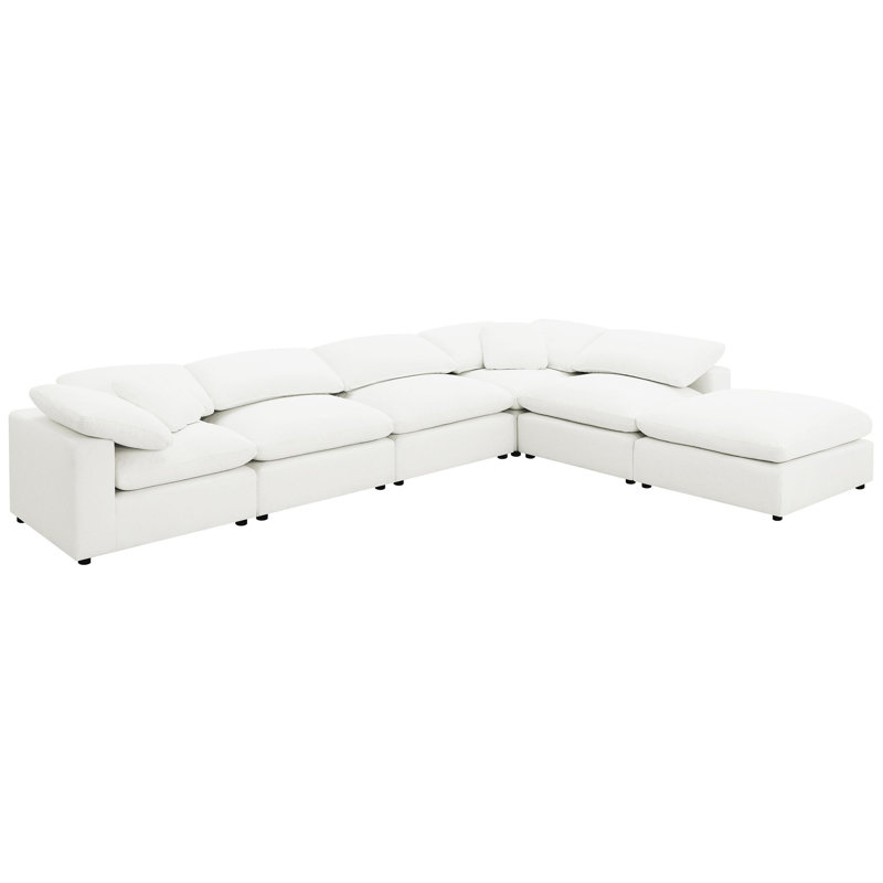 Canapé modulaire rembourré 6 pièces Beatriz, Ivoire Boucle