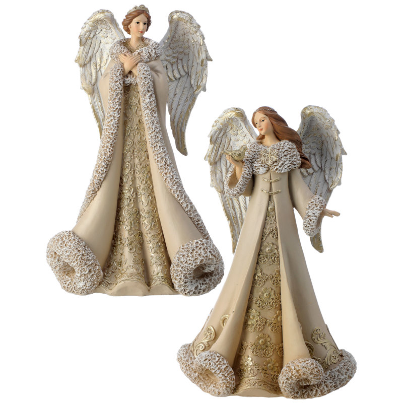 Ensemble de 2 anges opulence en résine