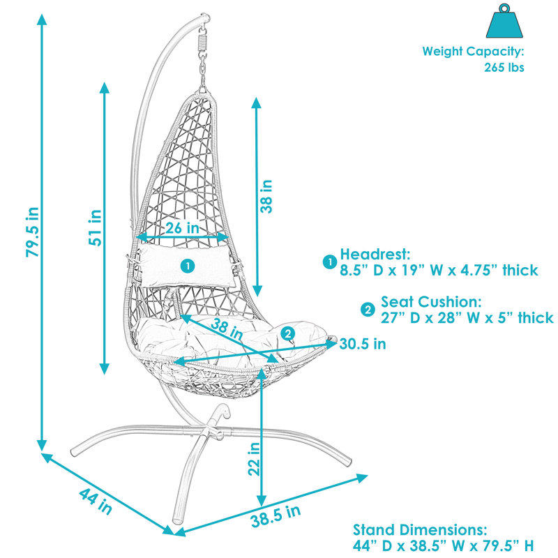 Keyone 1 Person Swing Chair with Stand, Red