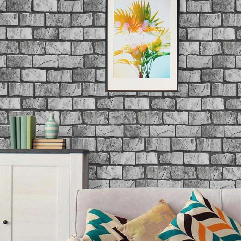 Rouleau de papier peint autocollant à peindre L 18 pi x L 24 po Ridenour, Gris / Beige