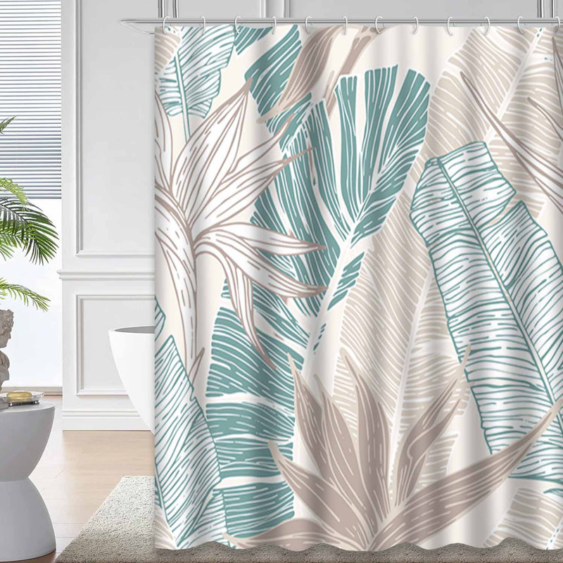 Rideau de douche imperméable à motif de feuilles de bananier et de paradis tropical avec 12 crochets, L 72 po x l 72 po