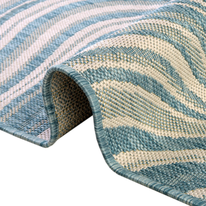 Tapis intérieur / extérieur bleu clair Richael, Rond 4 pi 1 po