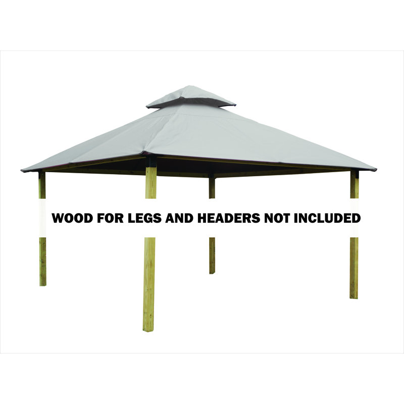 Fixation de toit L 12 pi. D Pavillon de jardin en bois massif, H 147,5 po x l 168 po x P 168 po, Sable