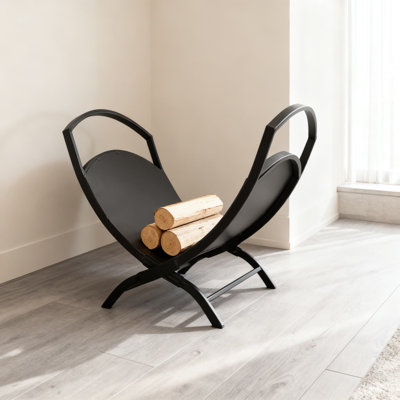 Support à bois de chauffage pliable pour une utilisation intérieure et extérieure, support à bûches en acier compact avec conception peu encombrante, aucun assemblage requis