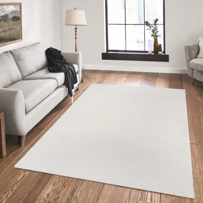 Marrick Tonee Plush Polyester Shag Indoor Area Rug, Solid Cream – Living Room & Bedroom Soft Comfort - Cream