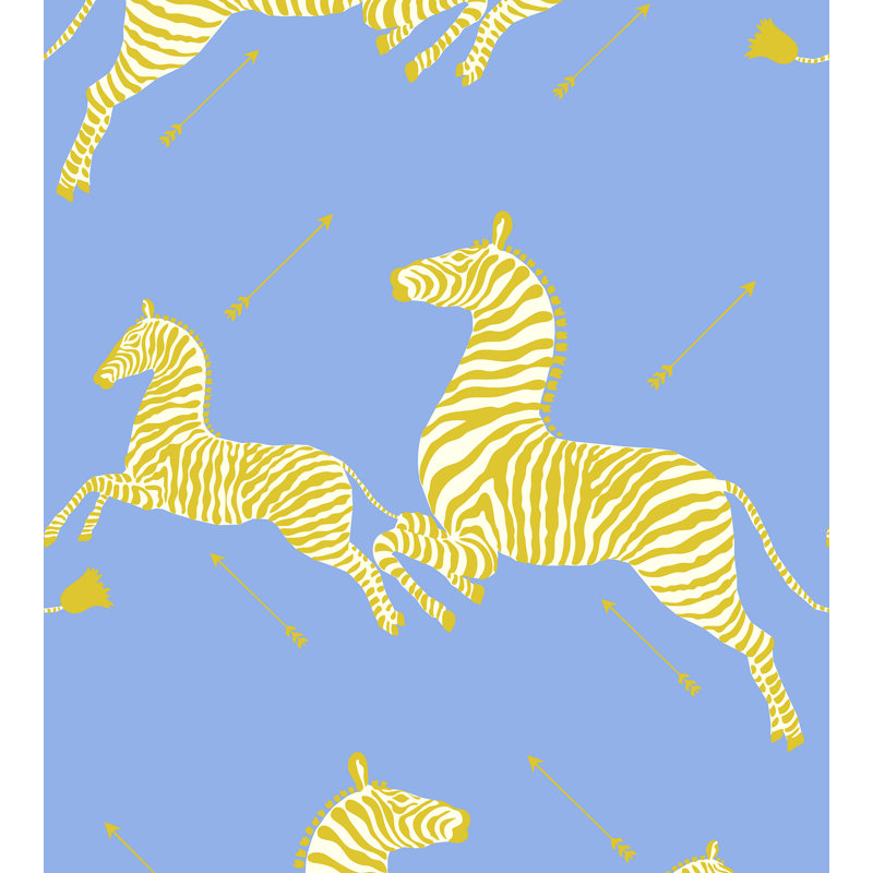 Zebras Animal Print Vinyl Wallpaper Roll, Periwinkle