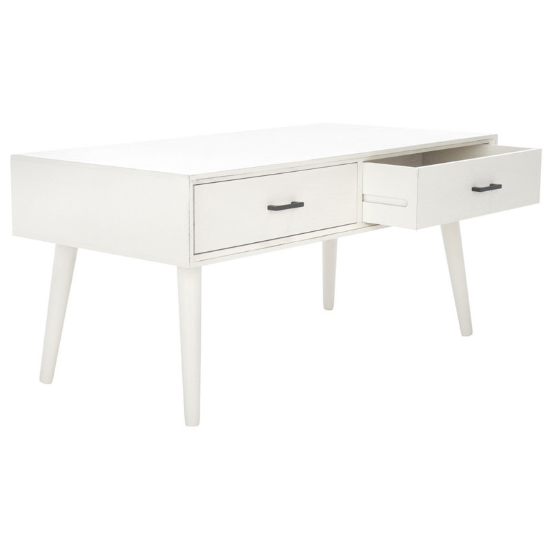 Table basse avec rangement Foerster, Blanc vieilli