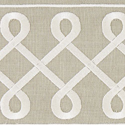 Mélange de coton brodé Oriana Soutache, Gris perle