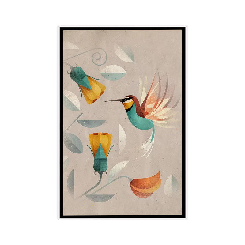 Hummingbird by Dieter Braun - Print on Canvas, 152.5 cm H x 101.5 cm W, White Framed
