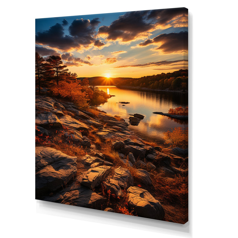 «Wisconsin Jackson Lake At Sunset», reproduction d'art sur toile, H 44 po x l 34 po x P 1,5 po, Toile tendue