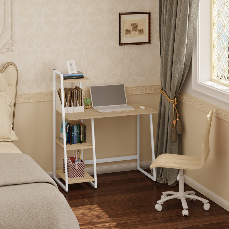 Khadeja Metal Base Writing Desk, Oak/White