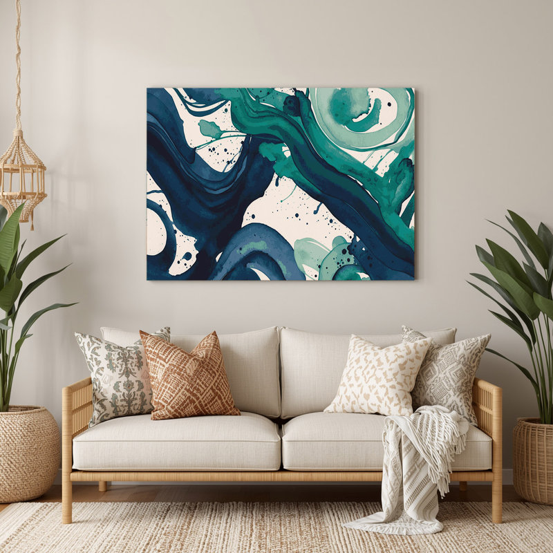 Aquarelle abstraite, art mural en métal bleu 11, H 11 po x l 14 po