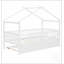 Lit cabane en bois deux places avec lit gigogne, design créatif et fonctionnel pour les chambres d'enfants, idéal pour les jeux d'imagination et un sommeil confortable-898074652-898074655