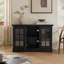 Meuble de rangement de 114 cm de large avec 3 portes en acrylique miroir, buffet avec étagères réglables, revêtements décoratifs en stratifié et panneau en MDF avec porte magnétique