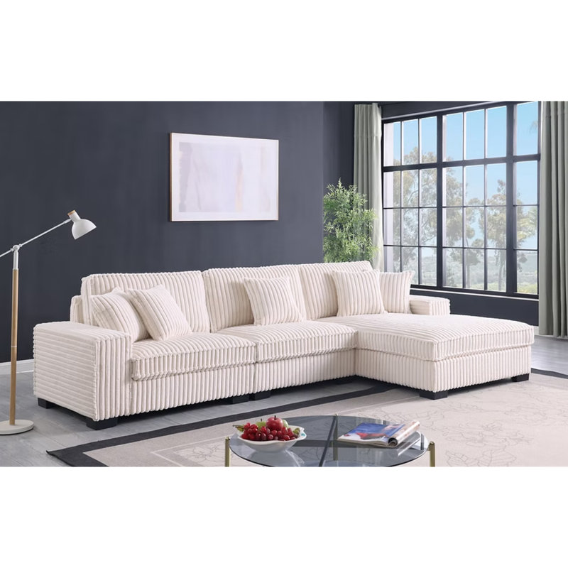 Canapé modulaire 3 pièces Comfy II, Tissu crème