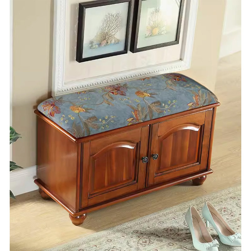 Solid Rubberwood Shoe Cabinet with Seating, H 19,69 po x l 31,5 po x P 13,78 po