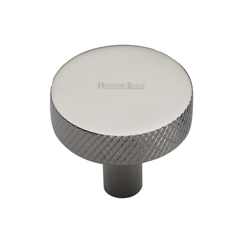 Heritage Brass Signac Heritage Cabinet Knob Knurled Disc Design, Polished Nickel, 2.9cm H x 3.2cm W x 3.2cm D