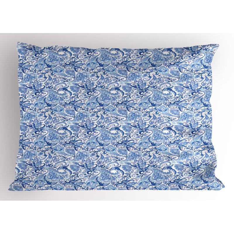 Pale Blue and White Microfiber Standard Pillow Shams, Set of 2