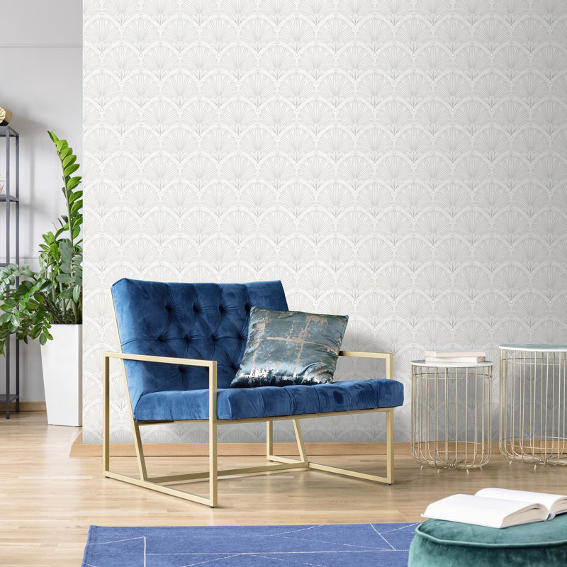 Art Deco Wallpaper, White