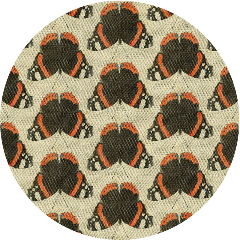Tapis beige à motif beige/brun foncé, Rond 8 pi