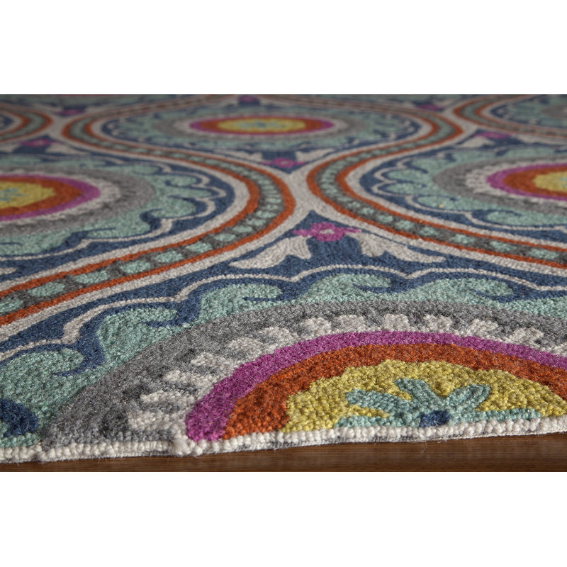 Bungalow Rose Tucson Hand Hooked Wool Floral Rug & Reviews | Wayfair