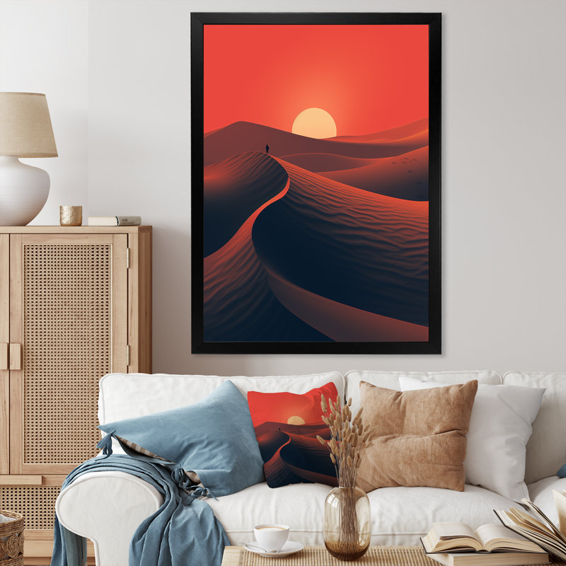 «Alone In The Sahara Desert At Sunset II», Cadre flottant doré, H 32 po x l 24 po x P 1 po