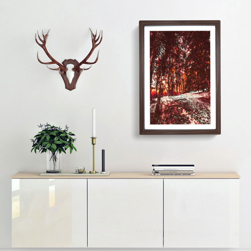 Forest Sunlight - Framed Print, 48cm H x 36cm W x 2cm D, Walnut Framed