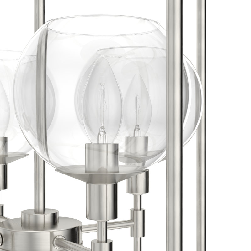 Lustre cylindrique à 4 lumières Xidane, Nickel brossé