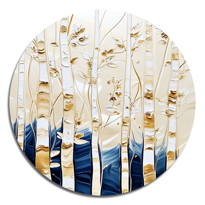 «Winter Birch Tree Song», art mural en métal imprimé à la main, H 29 po x l 29 po