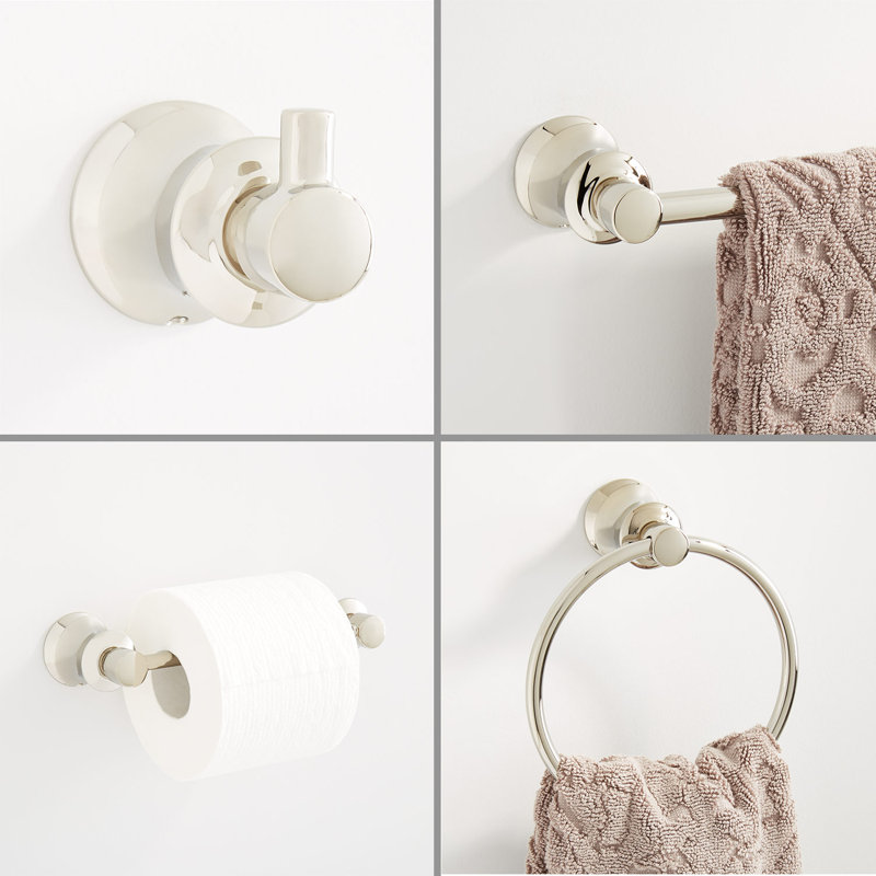 Ensemble de quincaillerie de salle de bain 4 pièces Signature Hardware, Nickel poli